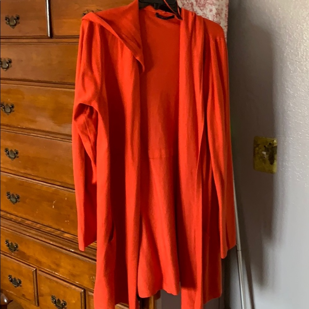 Orange sweater duster